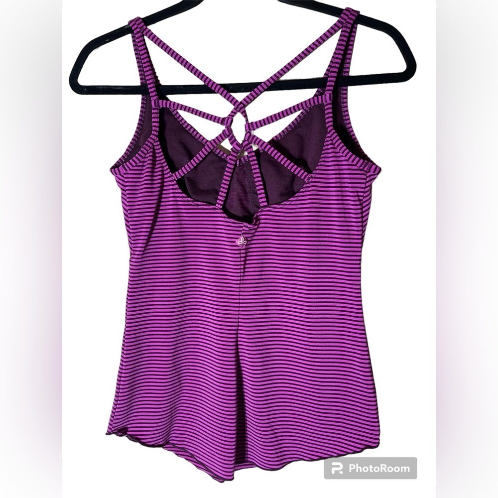 PrAna purple stripes top size small